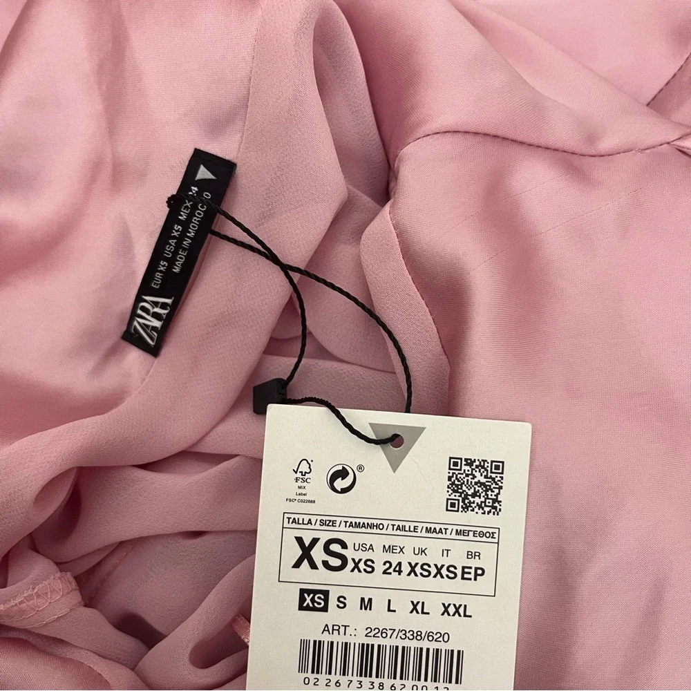 Zara (NEW W/ TINY FLAW) Pink Satin Open Back Mini Dress